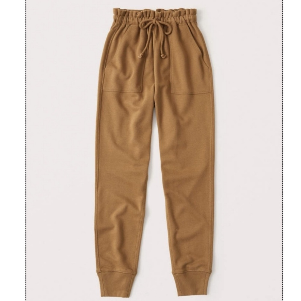 Abercrombie & Fitch Ruffle Waist Joggers xs camel